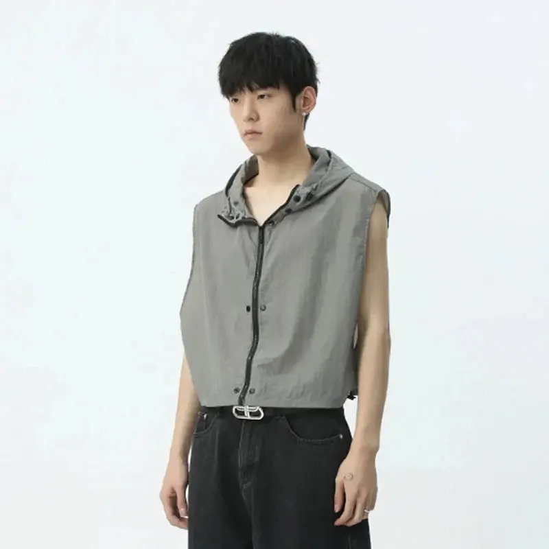 Sleeveless Hooded Zip Jacket