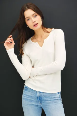 SOFT BASIC LONG SLEEVE KNIT TEE