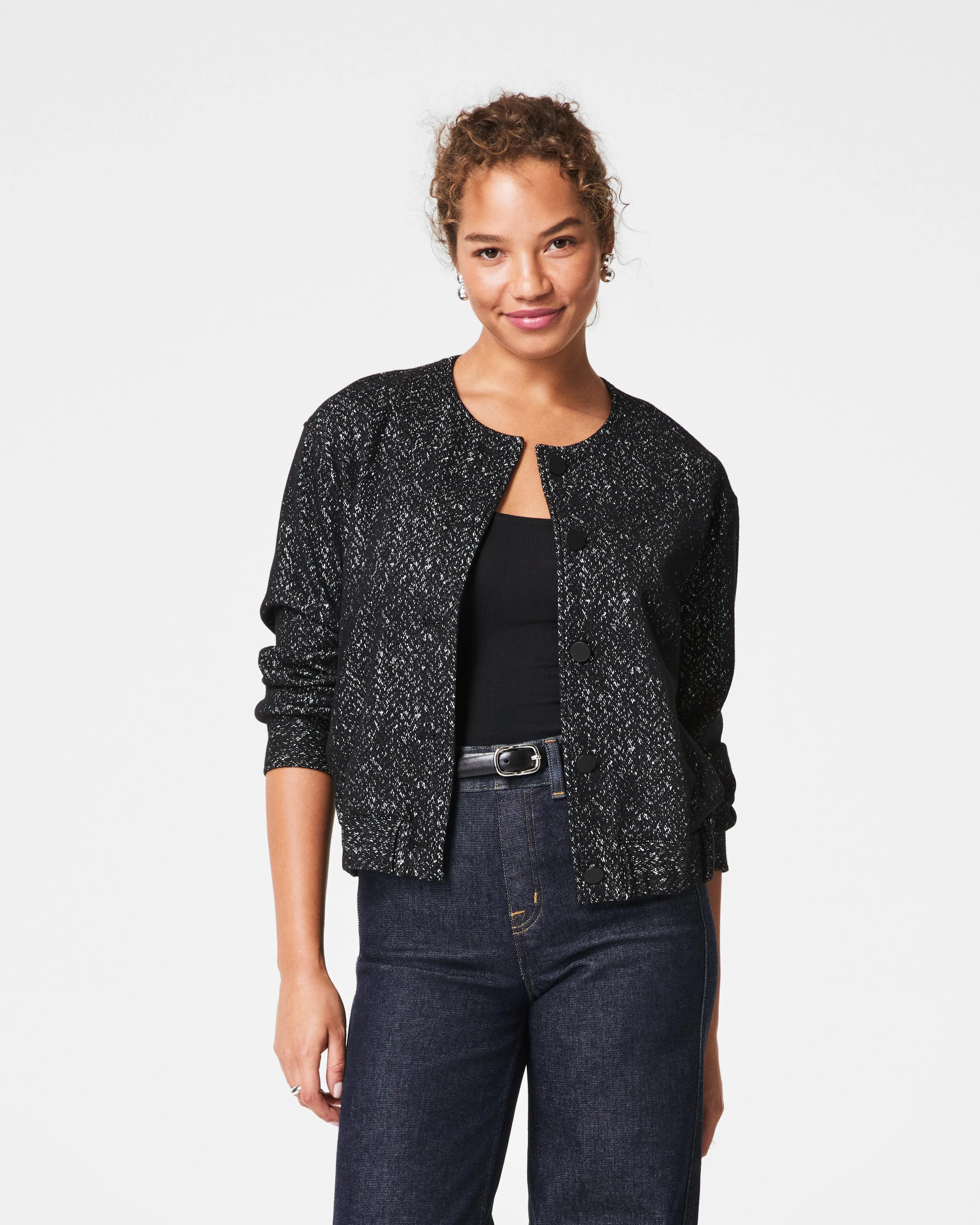 SPANX® Ponte Bomber Jacket, Herringbone