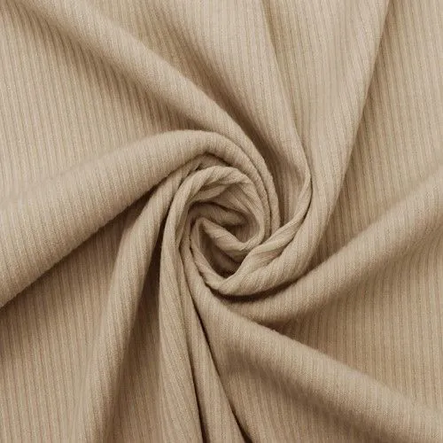 Taupe Beige Famous Make 4x2 Ribbed Stretch Yoga Wear Fabric