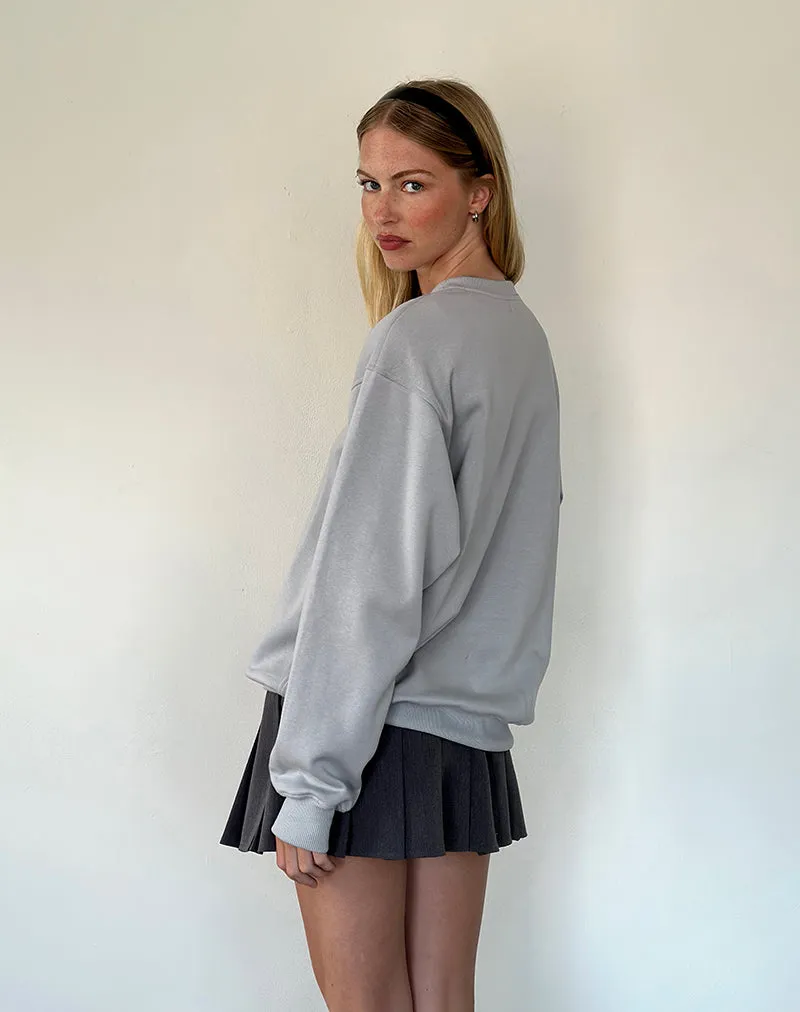 Tillie Sweatshirt in Lunar Rock with Ocean Storm Bow Embroidery