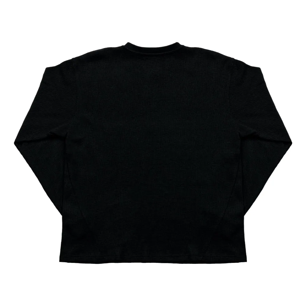 UNTITLED 004 DARTED WAFFLE-KNIT L/S SHIRT-BLACK