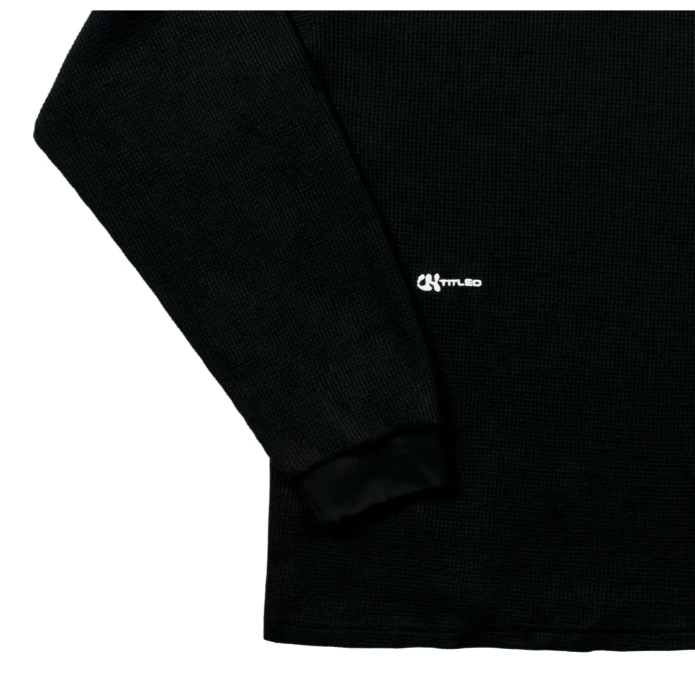 UNTITLED 004 DARTED WAFFLE-KNIT L/S SHIRT-BLACK