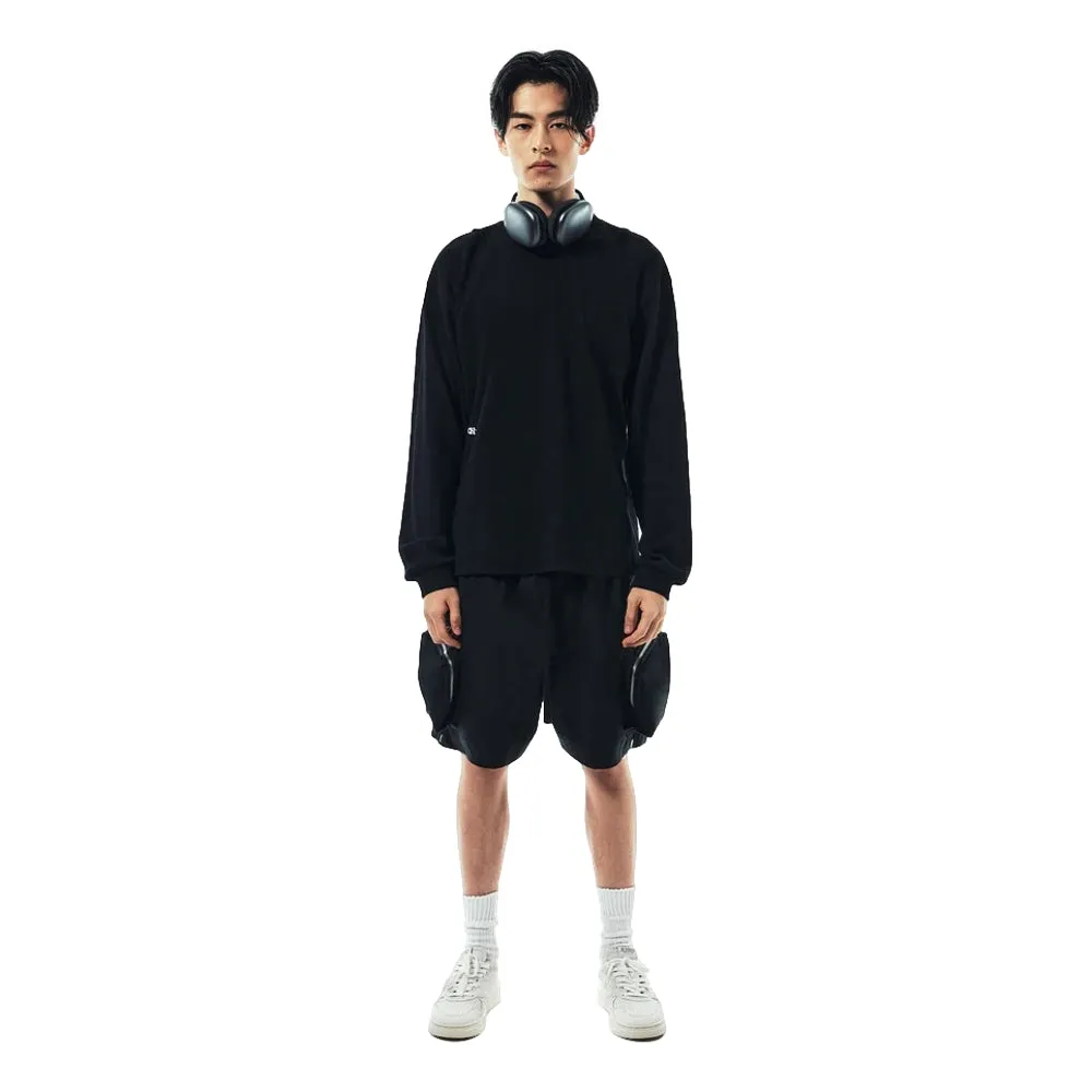 UNTITLED 004 DARTED WAFFLE-KNIT L/S SHIRT-BLACK