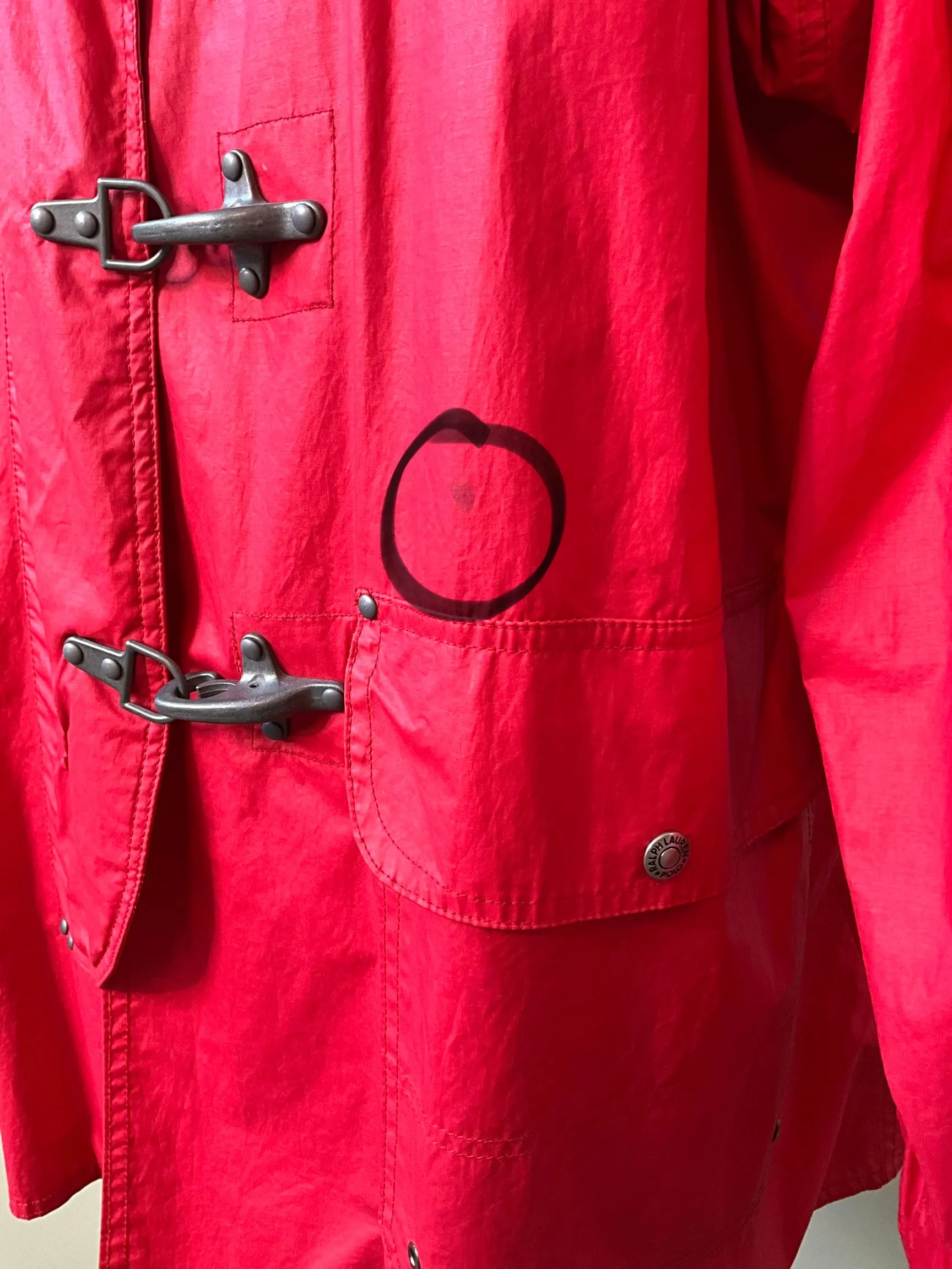 Vintage 1980s Polo Sport Ralph Lauren Red Fireman Raincoat, XL