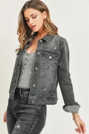 Vintage Washed Grey Denim Jacket