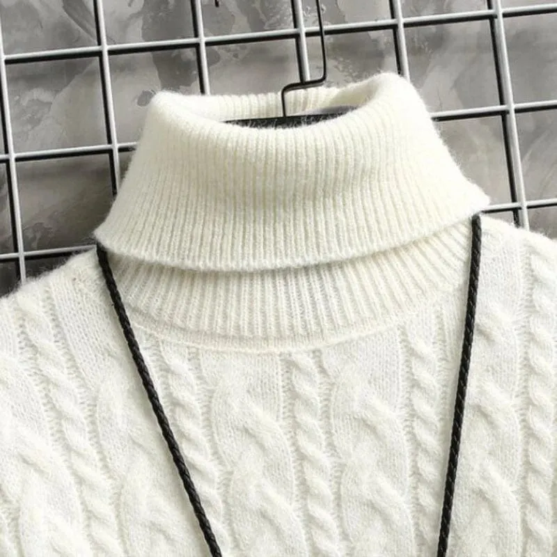 Warm Twist Pattern Turtleneck Men's Knitted Sweater Pullover