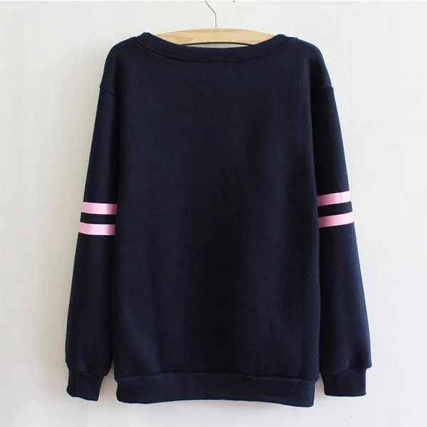 Women Girl Sweatshirt Fleece Hoodies Crewneck Sports Loose Casual Tops shirts