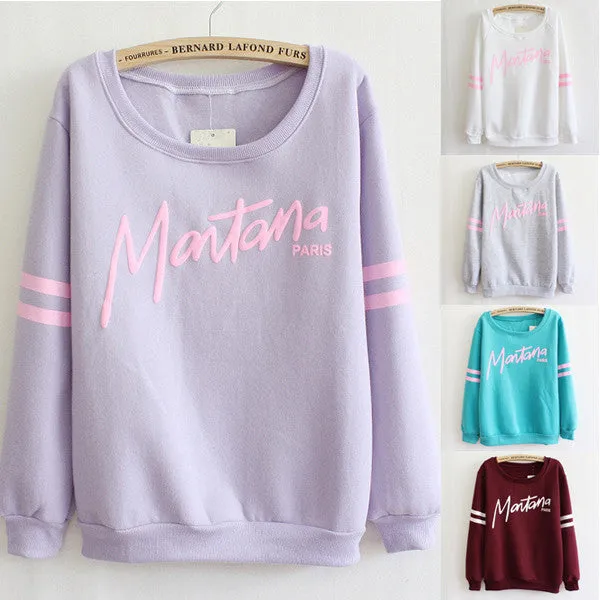 Women Girl Sweatshirt Fleece Hoodies Crewneck Sports Loose Casual Tops shirts