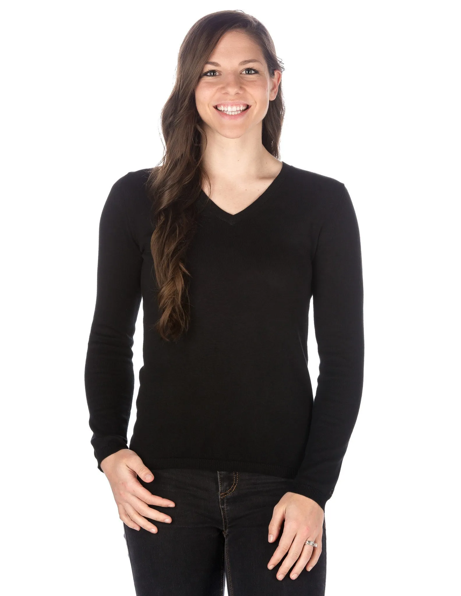 Women's 100% Cotton V-Neck Essential Sweater