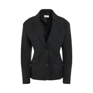 Wool Blend Round Jacket in Black