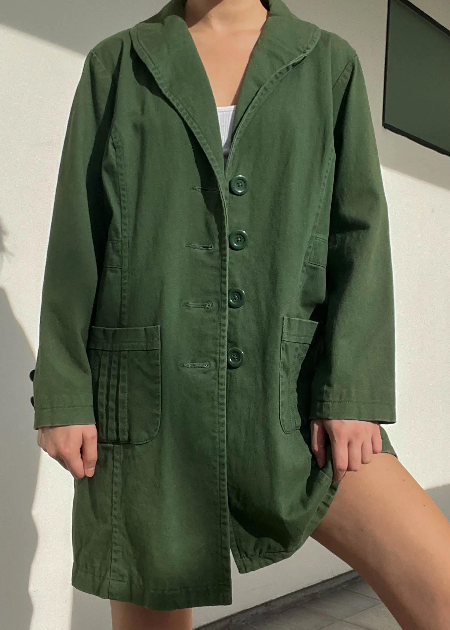 Y2k Green Midi Trench (M-L)