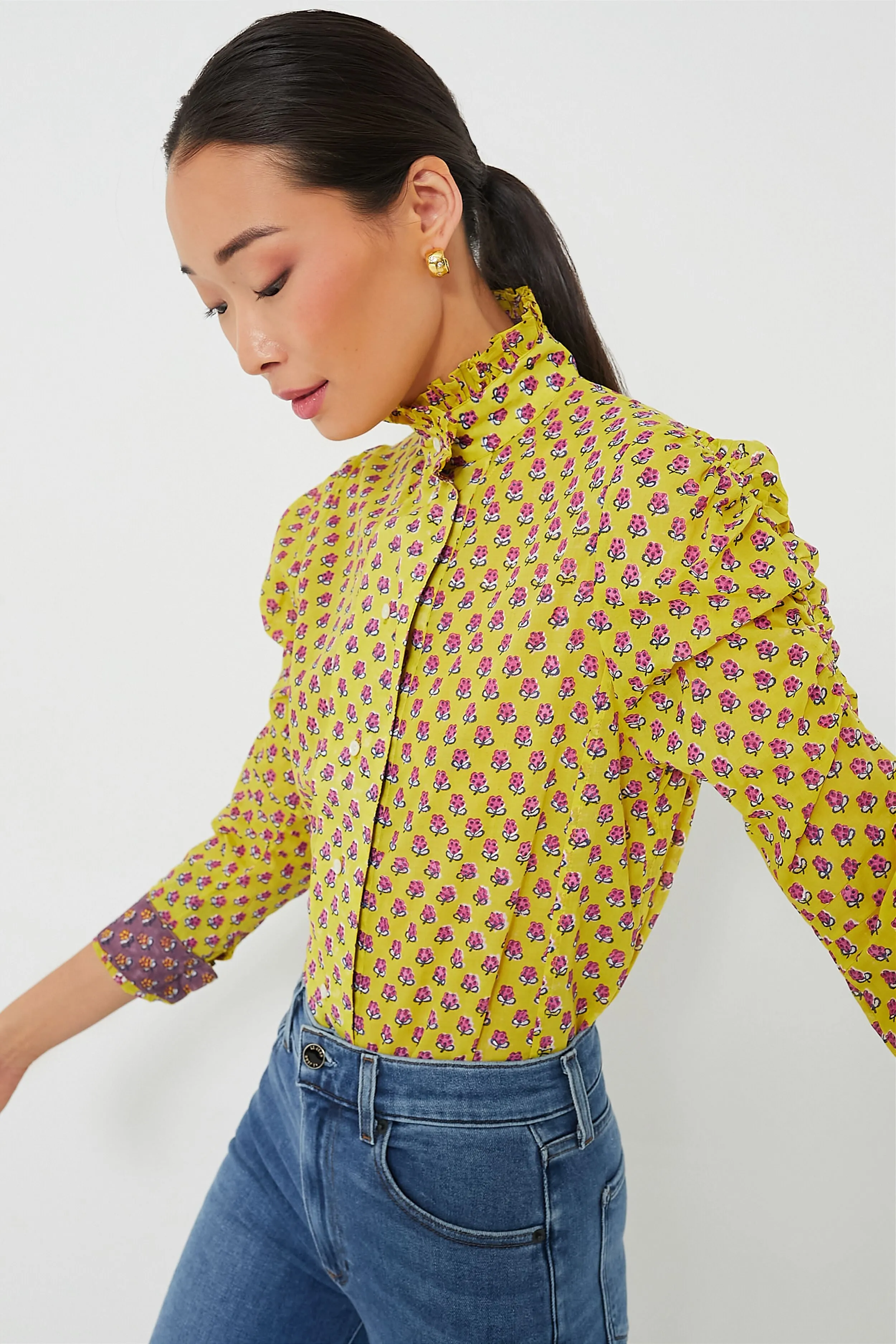 Yellow Magenta Wind Blouse