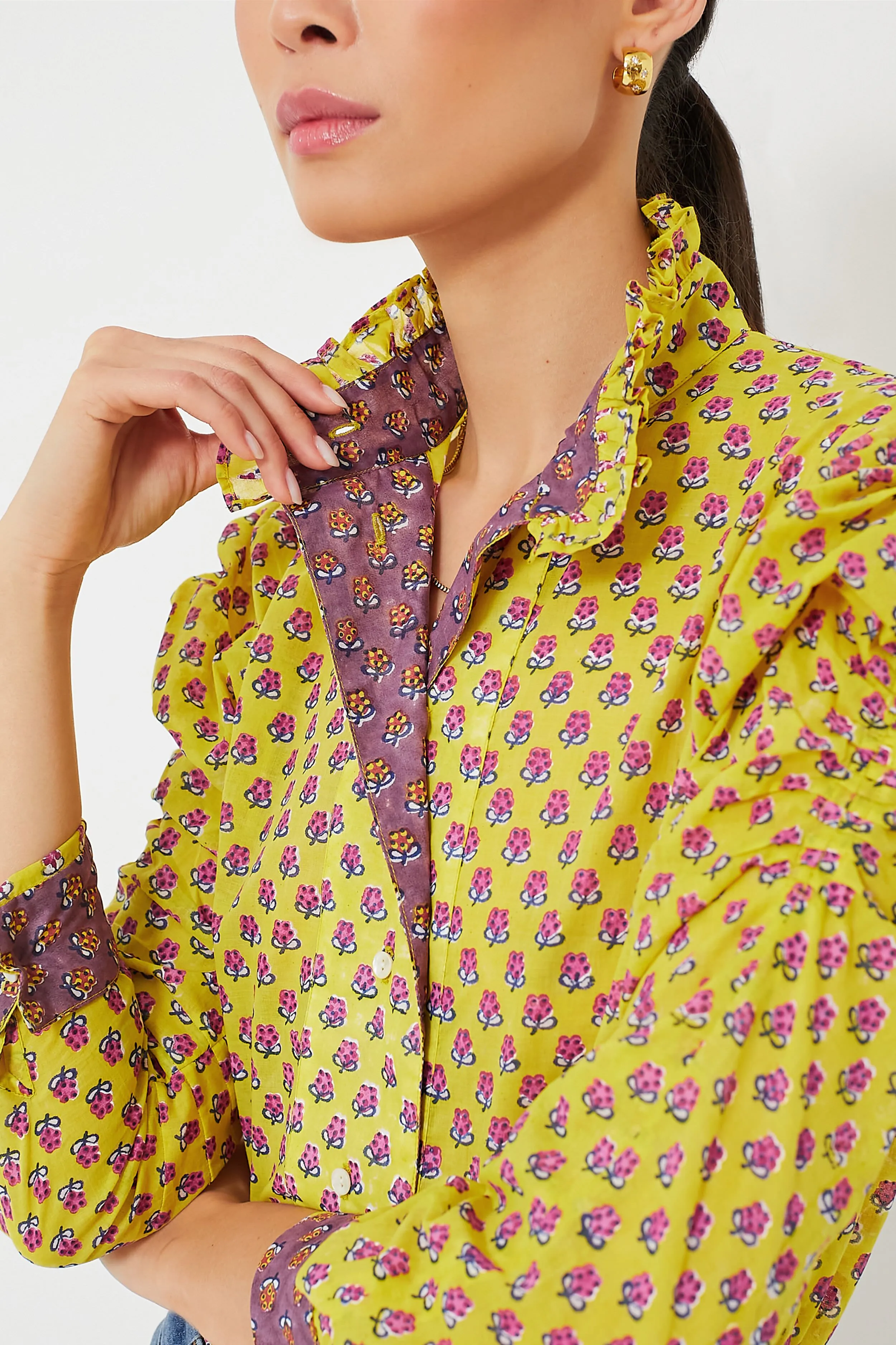 Yellow Magenta Wind Blouse