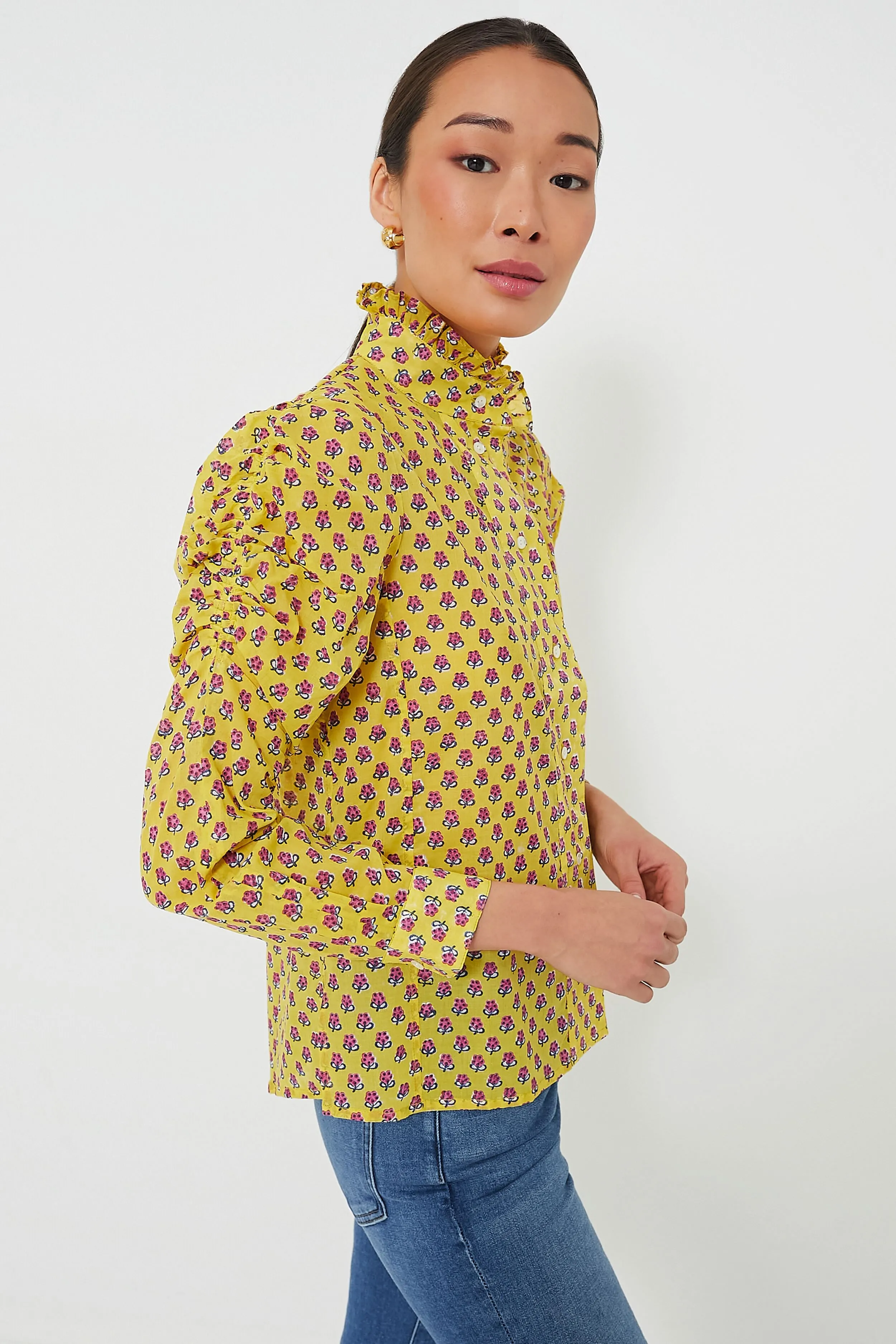 Yellow Magenta Wind Blouse